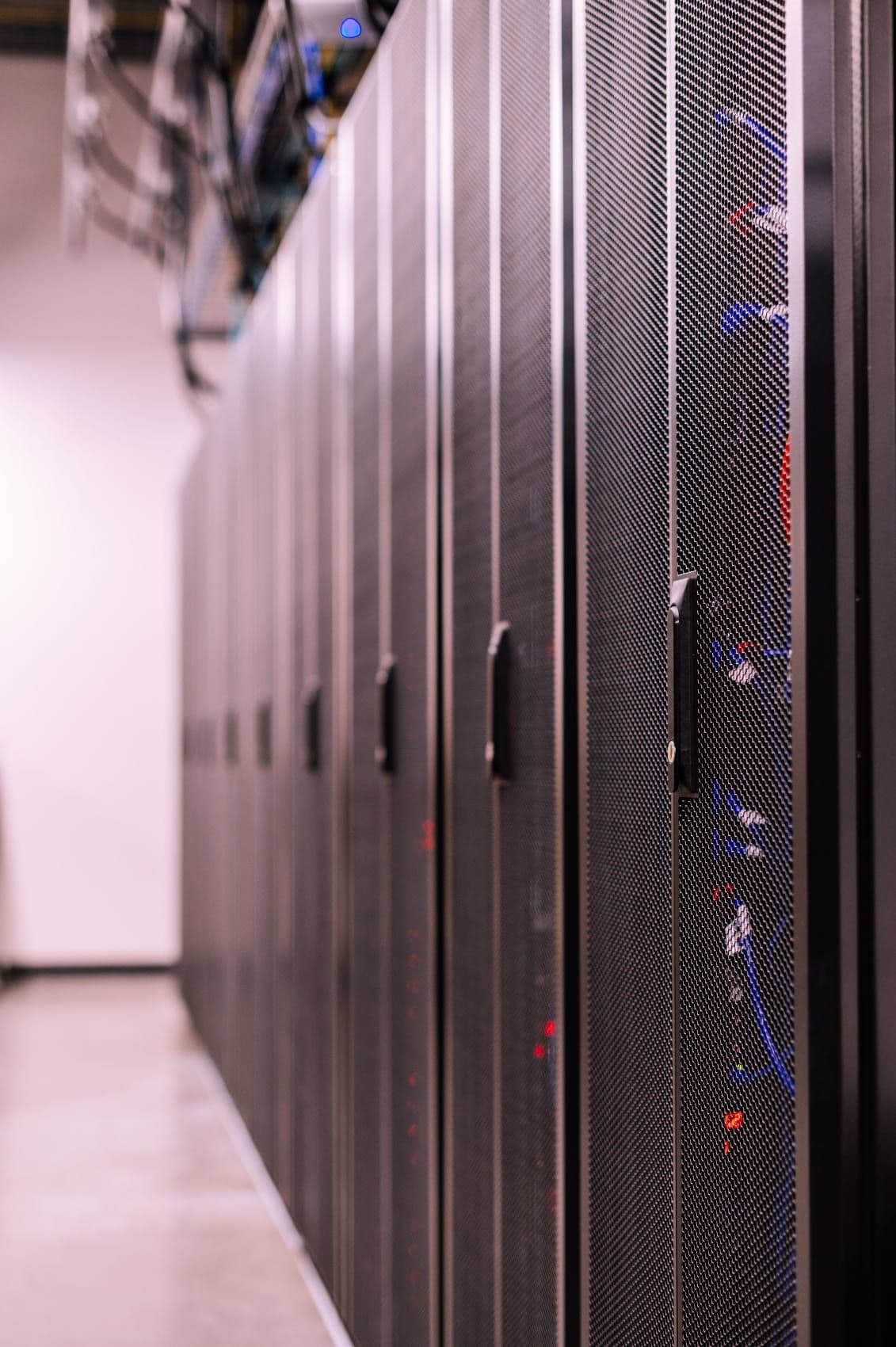 Rows of enterprise server racks